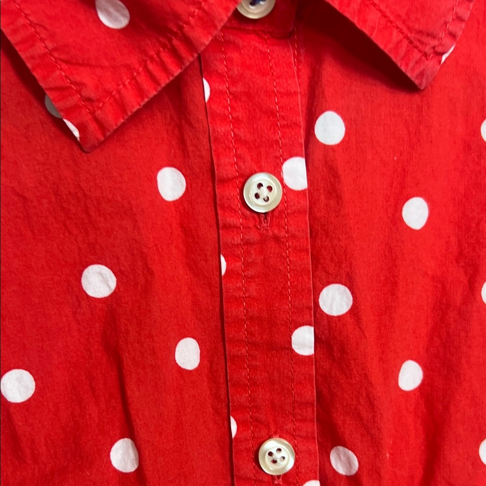 Red Polka Dot Button-Up Shirt Tambolts 100% cotton - Picture 3 of 8